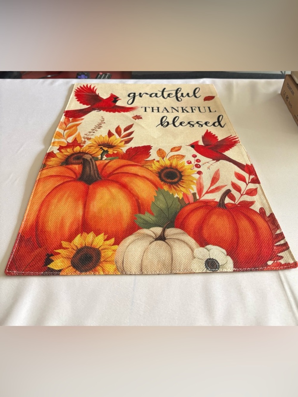 Grateful Thankful Blessed Fall Pumpkin & Sunflower Garden Flag